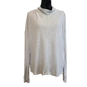 Sanctuary Waffle Knit Thermal Shirt Womens Oversized Flowy Top Size M Gray Basic
